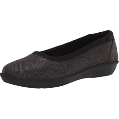 Clarks Ballerinas Für Damen, Schwarz, Synthetik Mit Schlangenmuster
