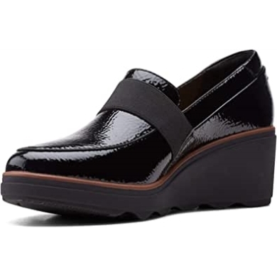 Clarks Mazy Marston Loafer Für Damen Schwarz Knistern Lack Synthetik