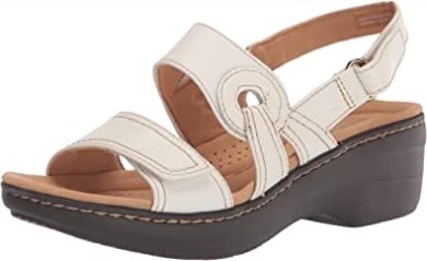 Clarks Damen Merliah Opal Sandale Mit Absatz Weißes Leder