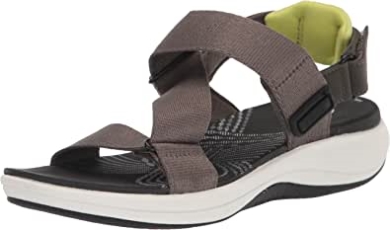 Clarks Mira Sun Flache Damensandale Dunkeloliv Textil
