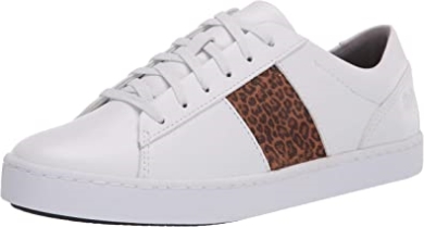 Clarks Pawley Rilee Sneaker Für Damen, Weißes Leder/leopard-kombination