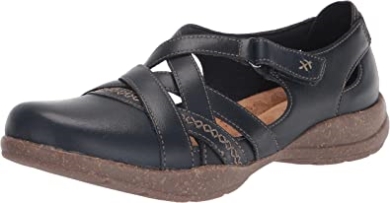 Clarks Roseville Step Mary Jane Flache Damenschuhe Aus Marineblauem Leder