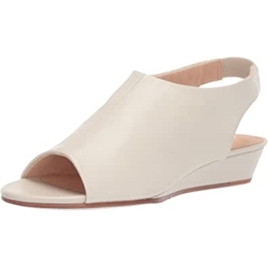 Clarks Sense Damensandalen Aus Seide Mit Keilabsatz, Weißes Leder
