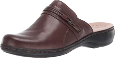 Dunkelbraunes Leder Clarks Leisa Clover Clog Für Damen