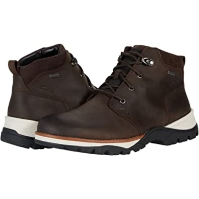Dunkelbraunes öliges Leder Topton Mid Gtx Clarks