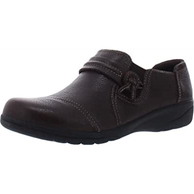 Dunkelbraunes, Gewalktes Leder Von Clarks Cheyn Madi Slip-on-loafer Für Damen