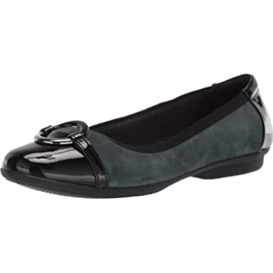 Dunkelgrünes Wildleder-kombi-damen-gracelwind-kleid Flach Ballet Clarks