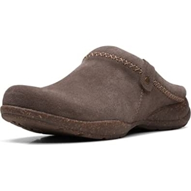 Dunkeltaupe Wildleder Clarks Roseville Echo Clogs Für Damen