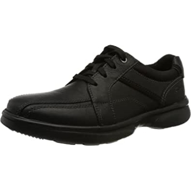 Herren Bradley Walk Oxford Flat Black Getrommeltes Leder Clarks