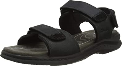 Hapsford Trail Sandale Für Herren Clarks Schwarz Getrommeltes Leder