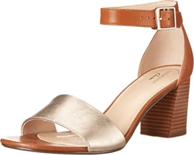 Jocelynne Damen-sandale Mit Absatz Aus Hellbraunem Metallic-leder Clarks