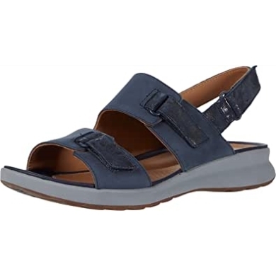 Marineblaue Kombi-clarks-sandale Für Damen Mit Ungeschmücktem Riemen