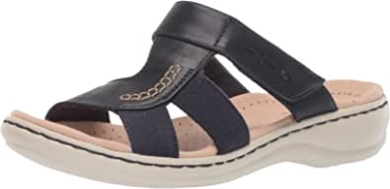Marineblaue Leder-textil-kombination Clarks Leisa Emily Damensandale