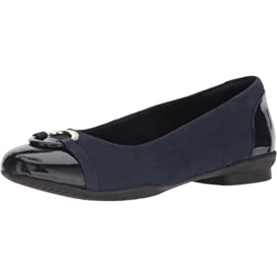 Navy New Black Nvy Patent Lthr Combi Clarks Neenah Vine Ballerinas Für Damen