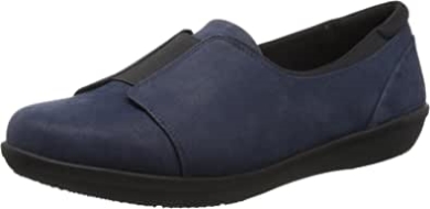Marineblaues Synthetik-nubukleder Von Clarks Ayla Band Loafer Für Damen