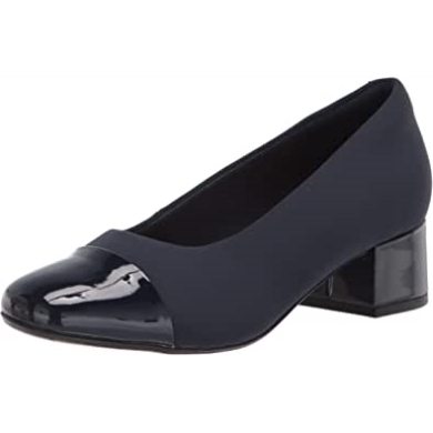 Marineblaues Textilpatent Kombi Clarks Marilyn Sara Pumps Für Damen