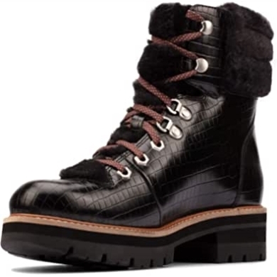 Orianna Hiker Dark Tan Leder Clarks Black Croc