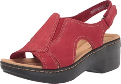 Keilsandale Im Merliah-stil Von Clarks Aus Rotem Leder Für Damen