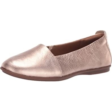 Roségoldene Lederschuhe Für Damen, Unkorallenrot, Ballerinas Clarks