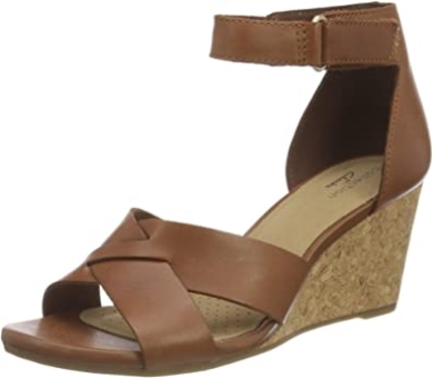 Hellbraunes Leder Von Clarks Margee Gracie Sandale Mit Absatz Für Damen