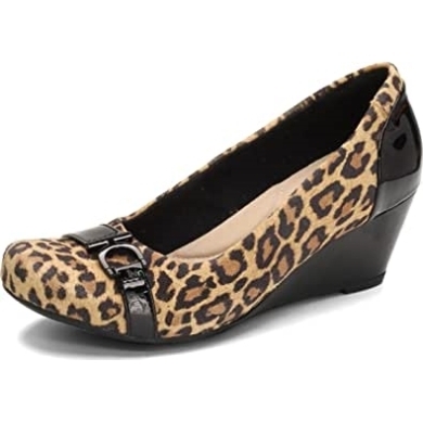 Clarks Flores Poppy Damenpumps Aus Hellbraunem Leopardenwildleder