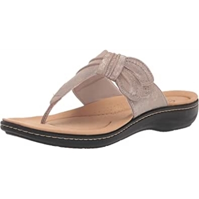 Laurieann Rae Flache Damensandale Aus Textil In Taupe Metallic Clarks