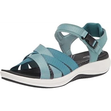 Blaugrün Kombi Textil Clarks Mira Tide Flache Sandale Für Damen