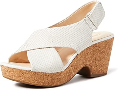261479364 Damensandalen Mit Knöchelriemen Clarks Weiß Weiße Schlange Weiße Schlange
