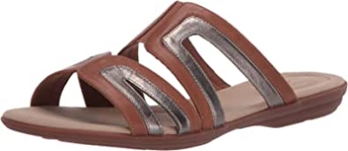 Damen Ada Lilah Flache Sandale Tan Combi Leder Synthetik Clarks