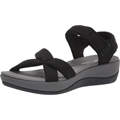 Arla Gracie Keilsandale Für Damen Schwarz Textil Clarks