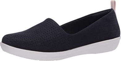 Ayla Blair Loafer Flat Clarks Für Damen, Marineblaues Synthetisches Nubukleder