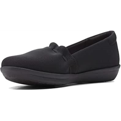 Ayla Shine Loafer Für Damen Flach Schwarz Textil Clarks