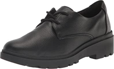 Calla Ruby Oxford Flat Black Leather Clarks Für Damen