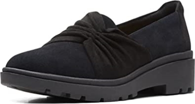 Damen-loafer Im Calla-stil, Flache Clarks, Schwarzes Wildleder