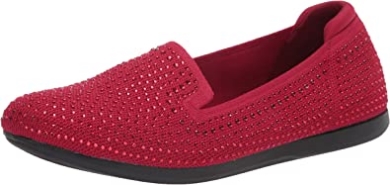Carly Dream Loafer Für Damen, Flacher Roter Strick Mit Glitzerndem Clarks