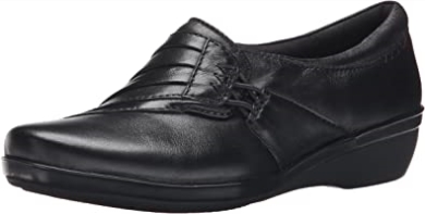 Damen Everlay Iris Flat Clarks Schwarzes Leder