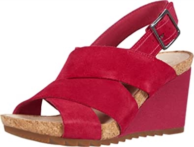 Damen Flex Sand Keilsandale Fuchsia Wildleder Clarks