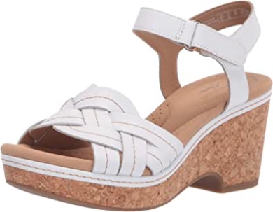 Giselle Coast Keilsandale Für Damen Clarks Weißes Leder
