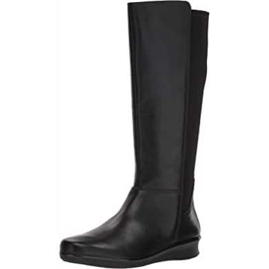 Damen Hope Play Fashion Stiefel Schwarz Leder Textil Clarks