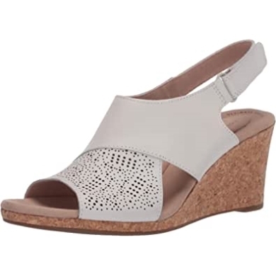 Damen Lafley Joy Keilsandale Weißes Leder Clarks