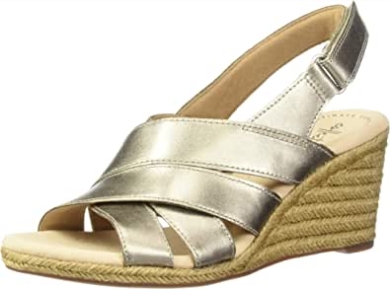 Lafley Krissy Espadrille-keilsandale Für Damen Clarks Zinn-metallic-leder