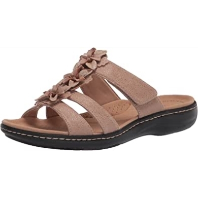 Damen Laurieann Judi Flache Sandale Sand Kunstleder Combi Clarks
