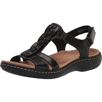 Laurieann Kay Flache Damensandale Aus Schwarzem Leder Clarks