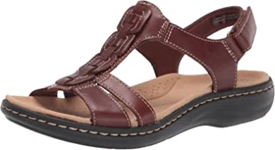 Laurieann Kay Flache Damensandale Clarks Tan Leder