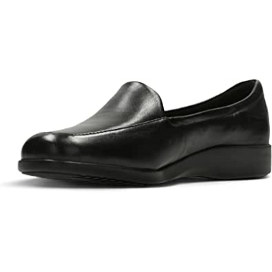 Damenloafer Flats Schuhe Georgia Schwarzes Leder Clarks