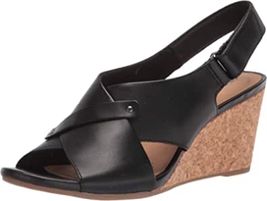 Damen Margee Eve Keilsandale Schwarz Leder Clarks