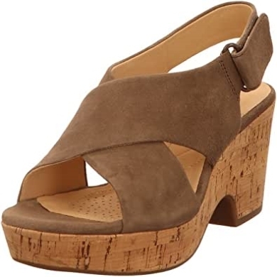 Damen-sandalen Von Maritsa Ruth Mit Knöchelriemen, Clarks, Olivfarbenes Wildleder