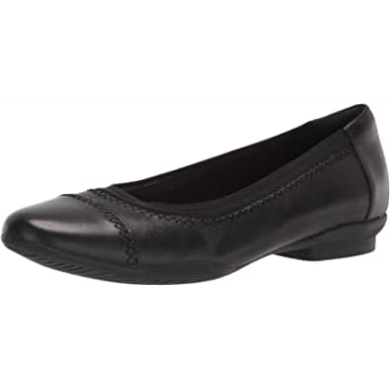 Damen Sara Bay Ballerinas Clarks Schwarzes Leder