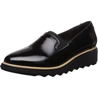 Sharon Dolly Loafer Für Damen Schwarzes Synthetiklack Clarks