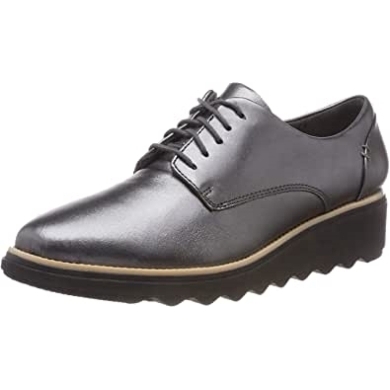 Sharon Noel Derbys Für Damen Silber Gun Metal Lea Clarks